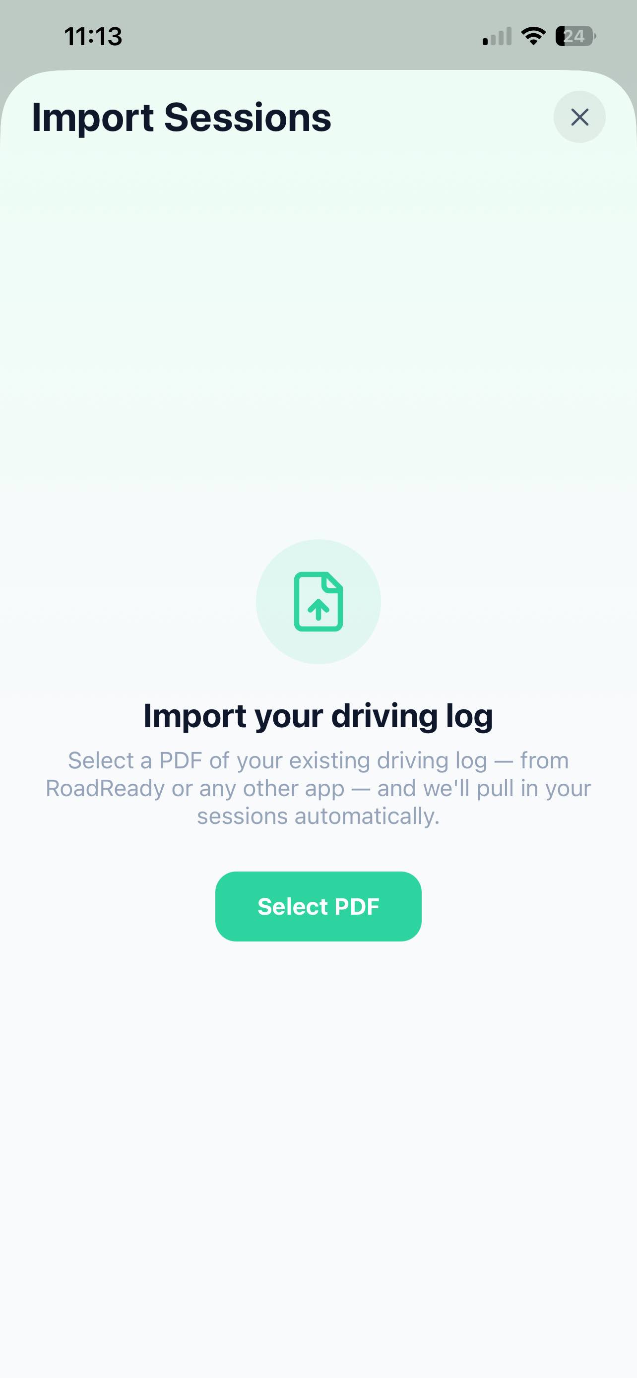 Select PDF screen in GoTime