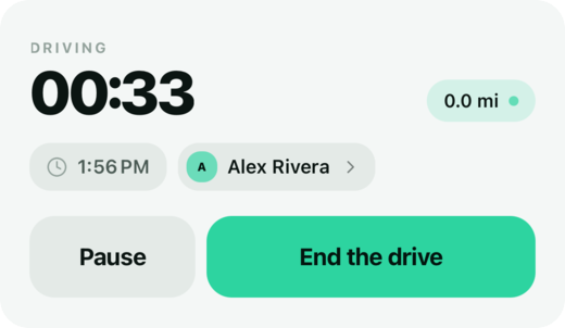 A paused drive with the Resume button